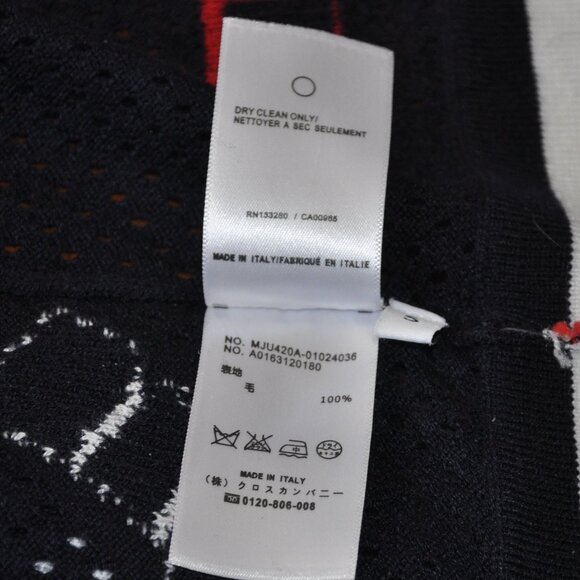 THOM BROWNE Pointelle Hector Bow Navy Wool Cardigan Intarsia-knit Sweater S - Picture 16 of 16